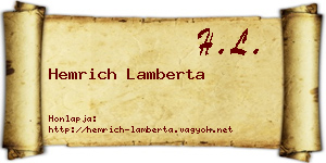 Hemrich Lamberta névjegykártya
